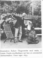 Konstnären Robert Thegerström med maka, f. Lamm, Särö 1893