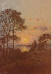 Solnedgång. Olja av Per Ekström, 1890-tal, Särö